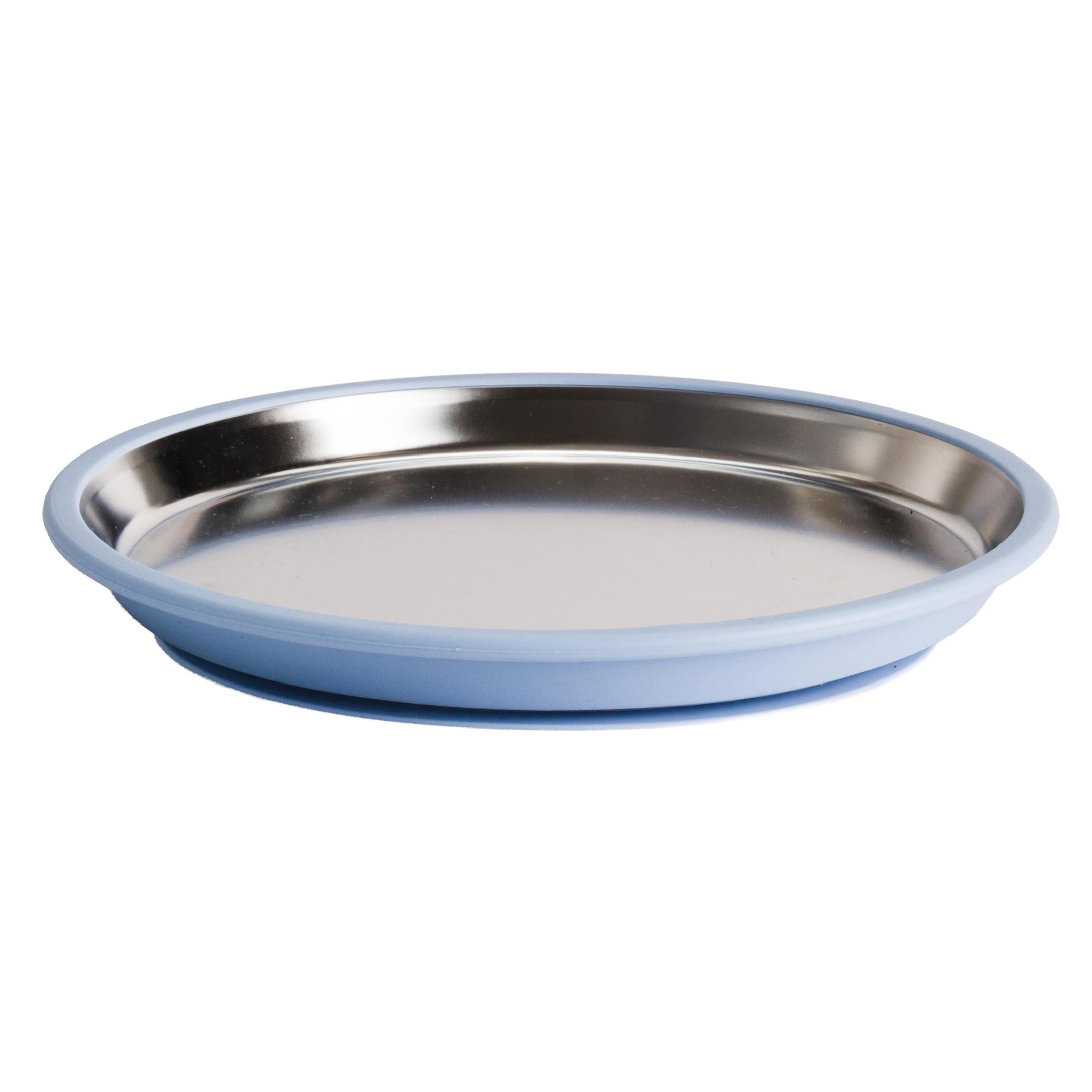 nestling 23cm flat stainless steel plate in dusty blue