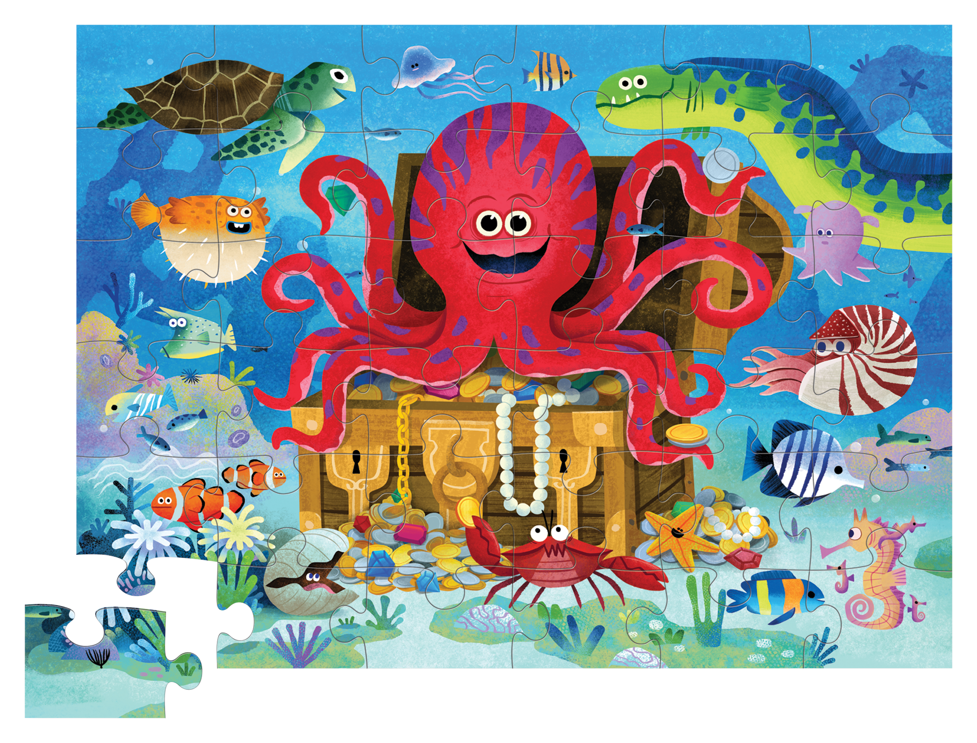 CROCODILE CREEK OCTOPUS TREASURE 36PC FLOOR PUZZLE