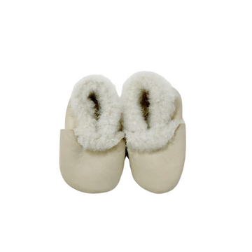 cream nappa leather lambskin baby booties by four peaks