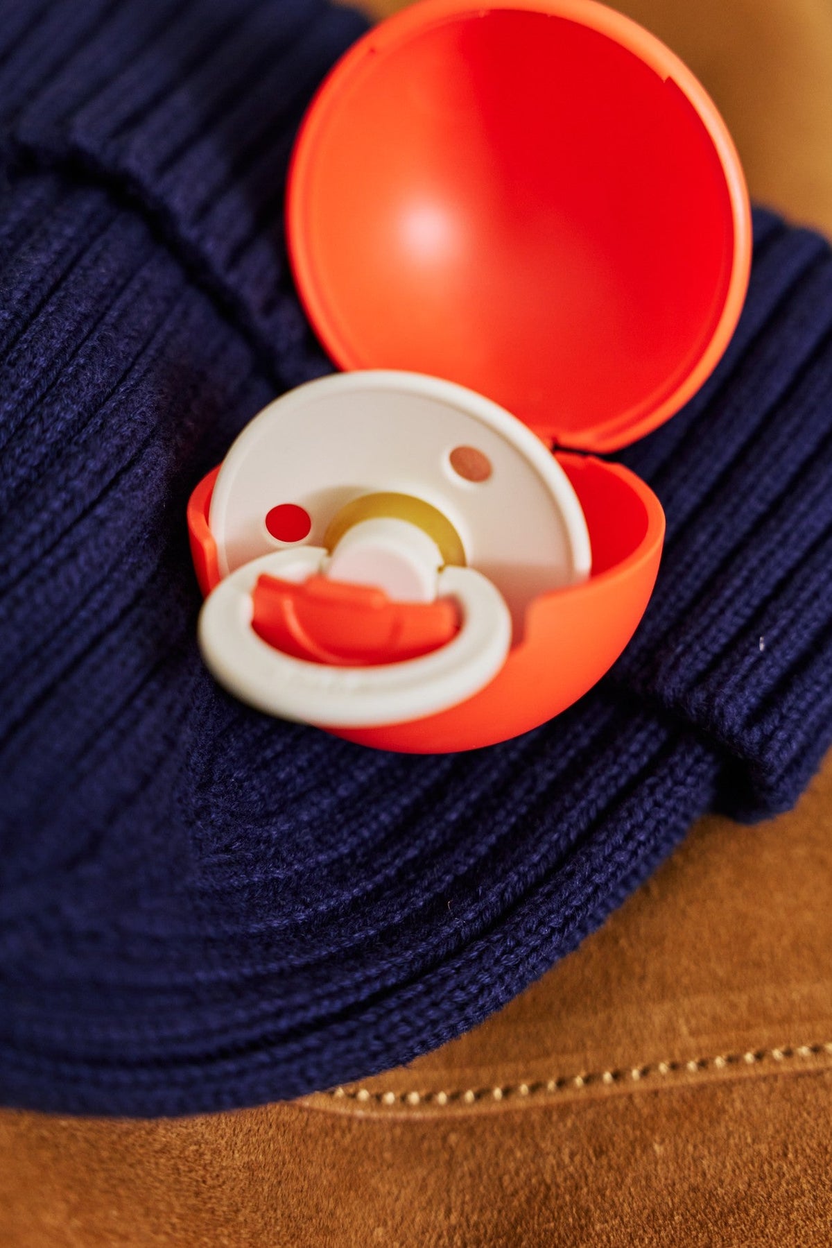 BIBS Pacifier Case Mini Baby Blue in use