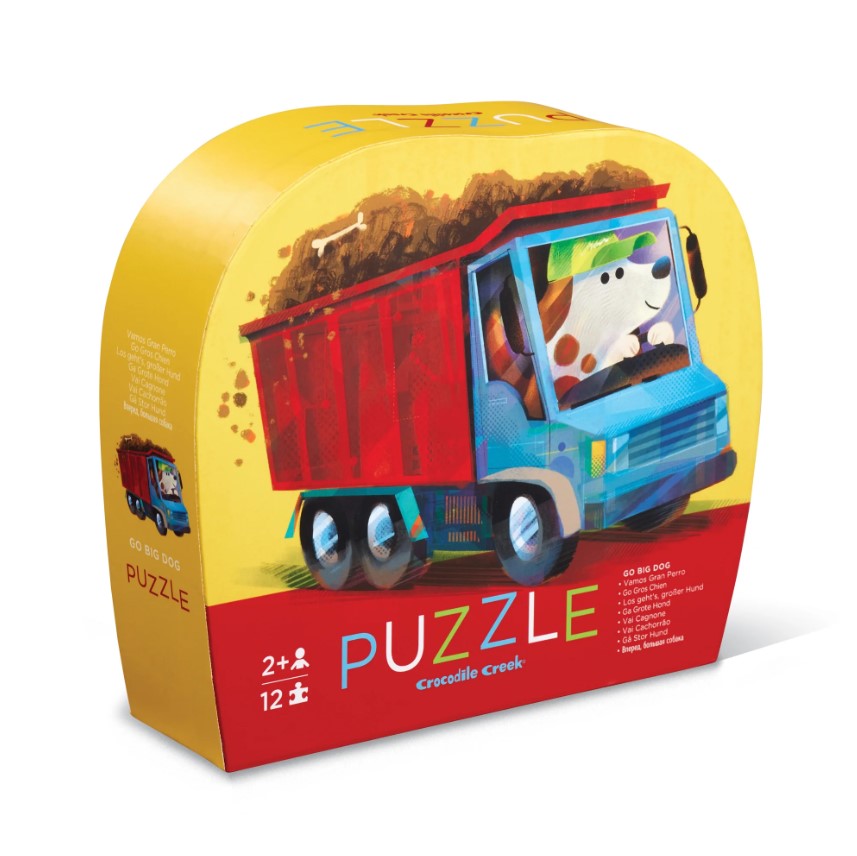 Crocodile Creek 12pc Mini Puzzle Go Big Dog shaped box