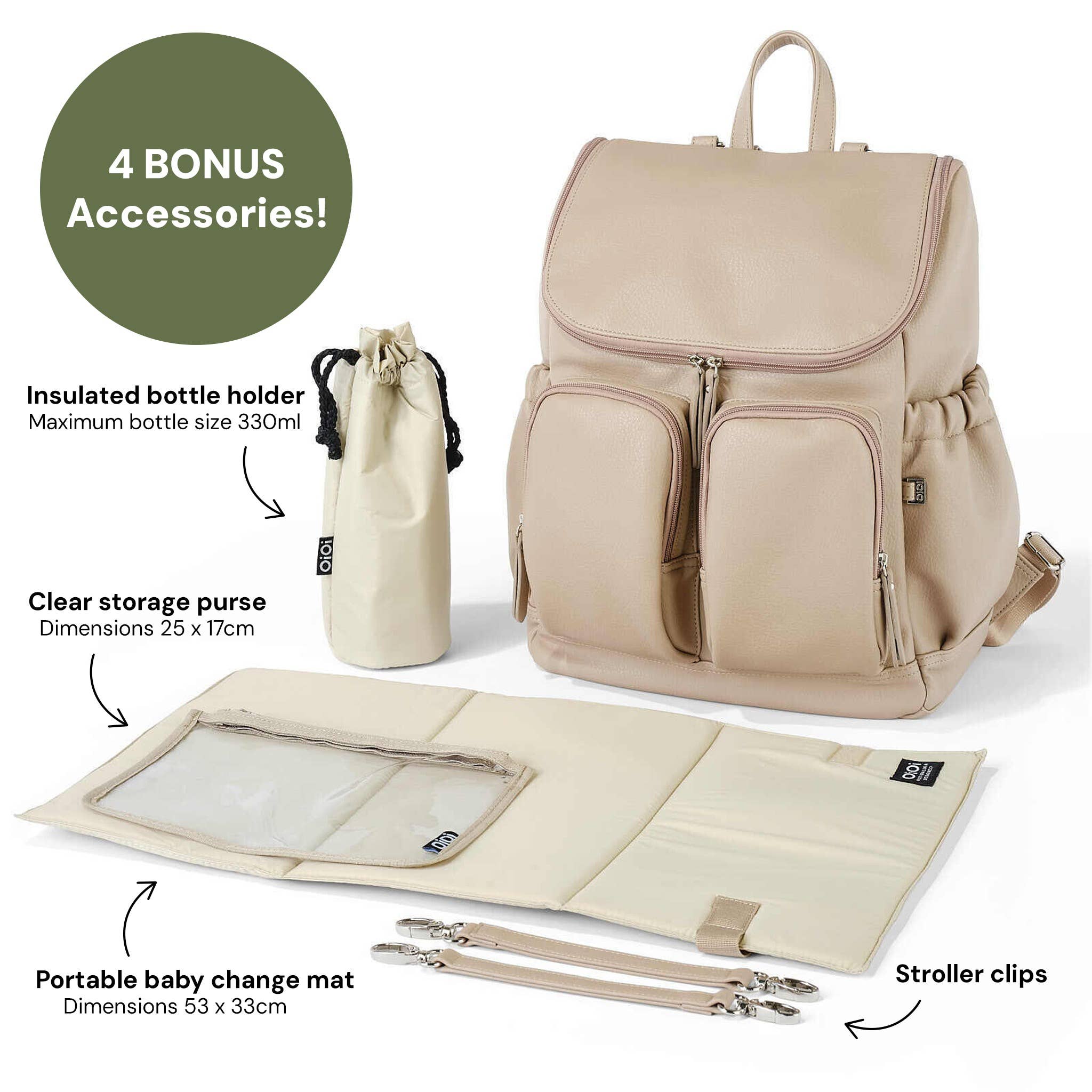 Signature Nappy Backpack | Oat Dimple Vegan Leather
