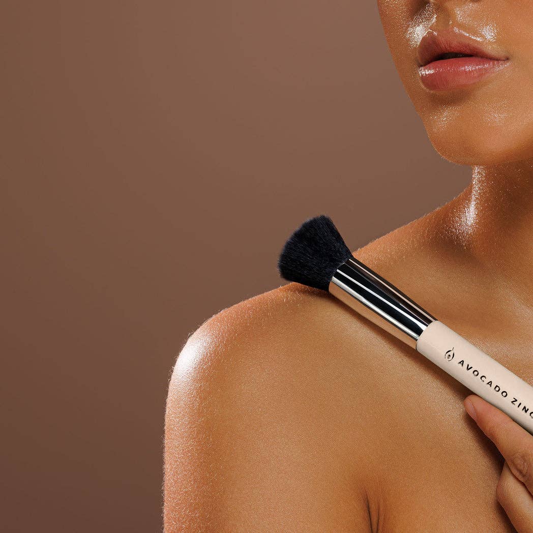 Avocado Zinc SPF Kabuki Brush for mineral sunscreen application