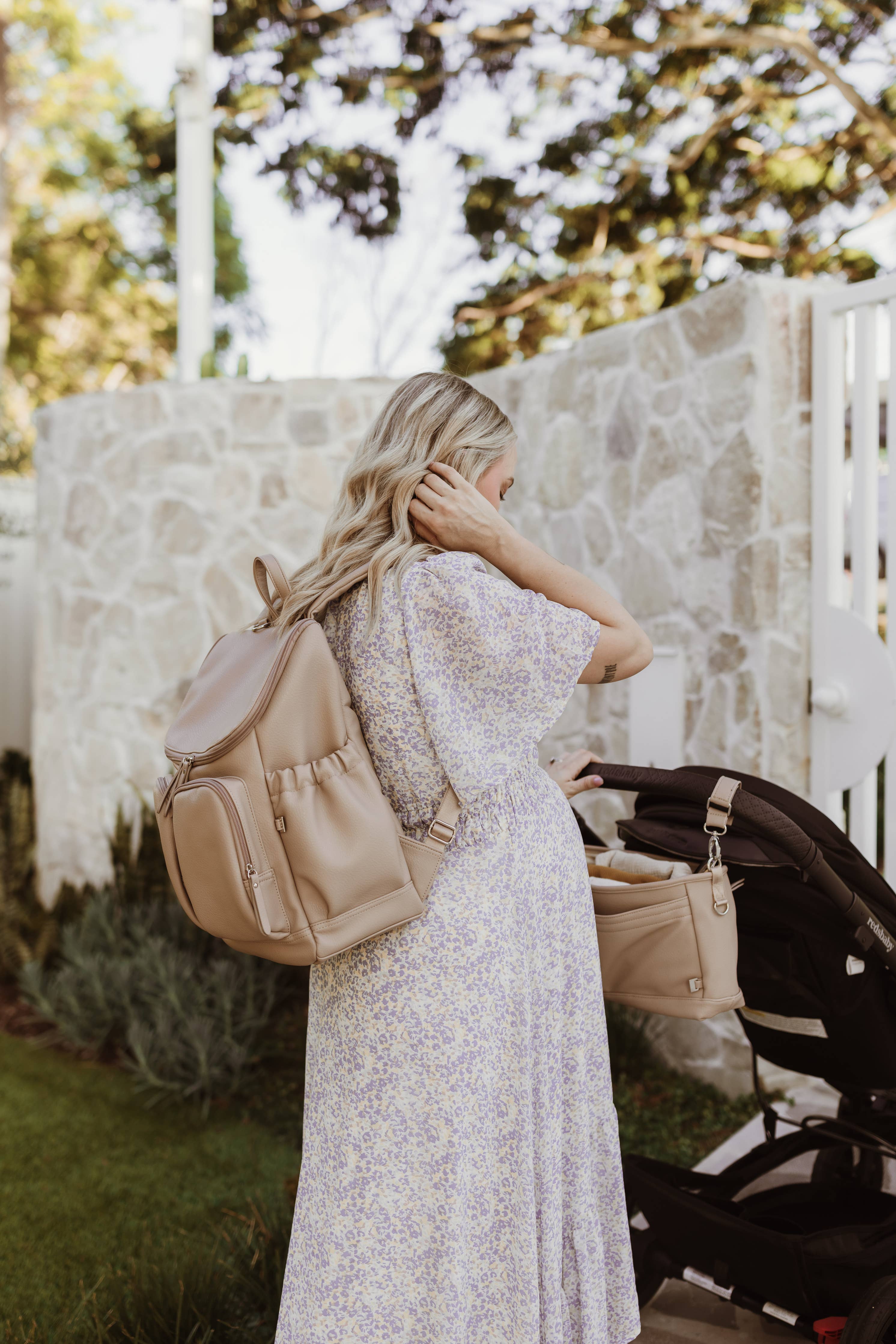 Signature Nappy Backpack | Oat Dimple Vegan Leather