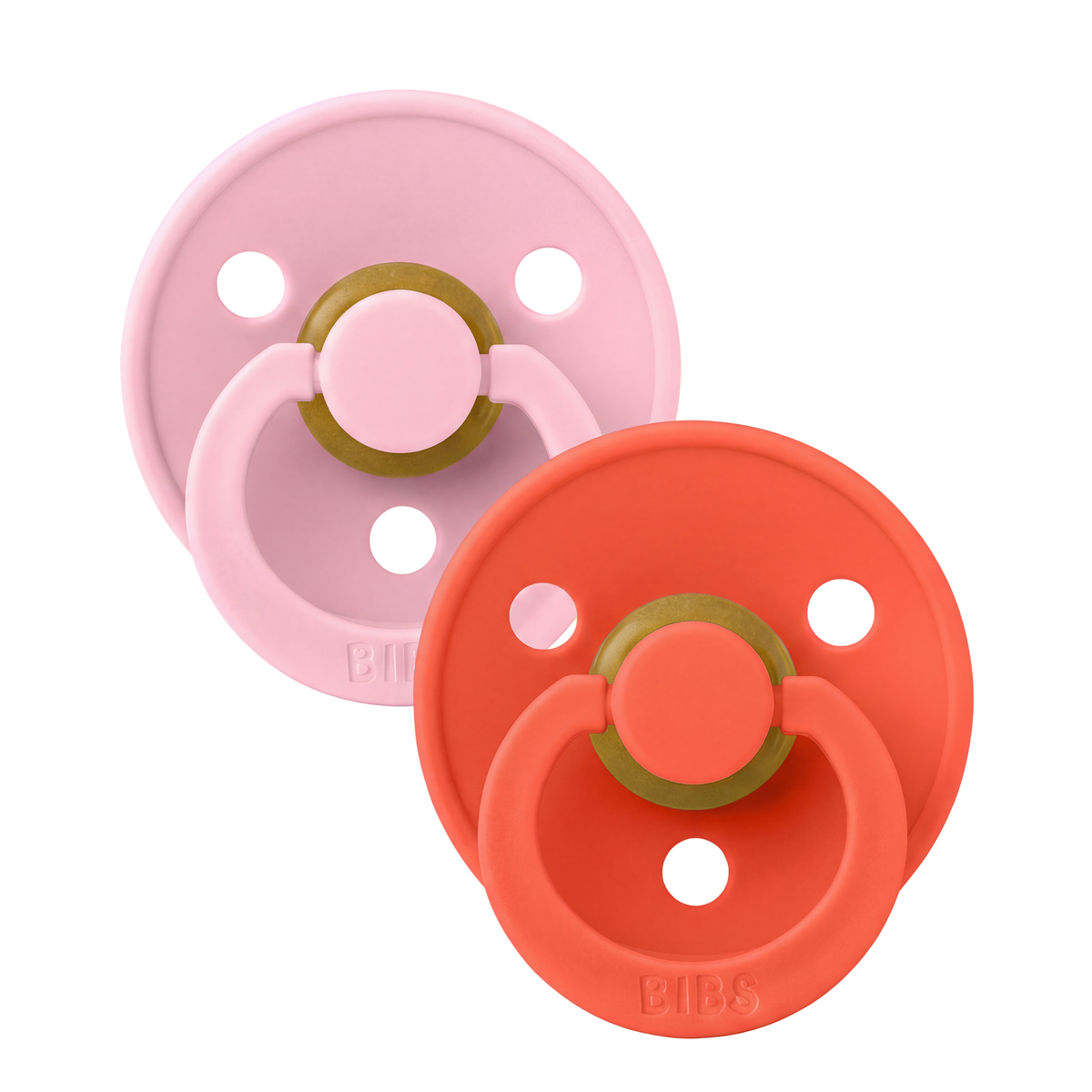 BIBS Round Pacifier Baby Pink/Tango