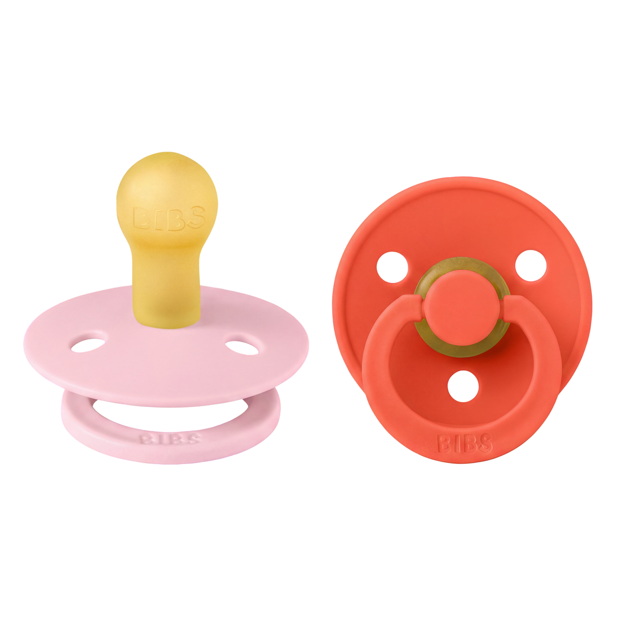 BIBS Round Pacifier Baby Pink/Tango