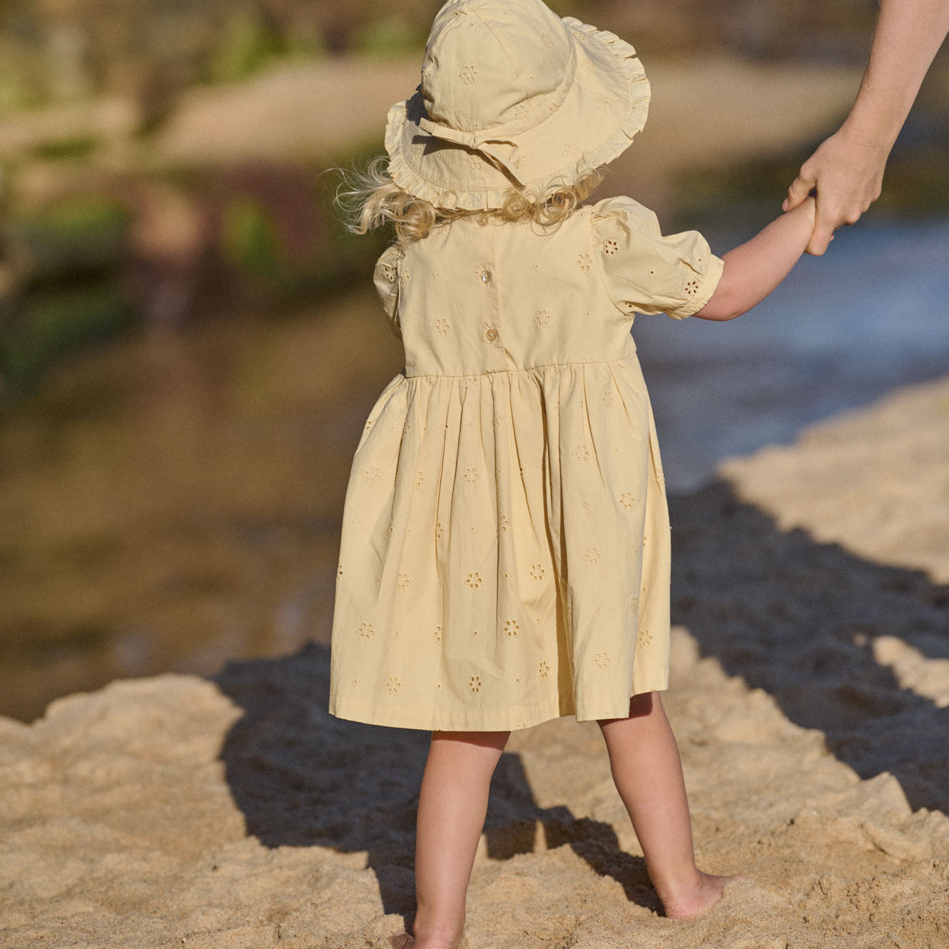 Annabelle Sunhat in Buttercup, worn