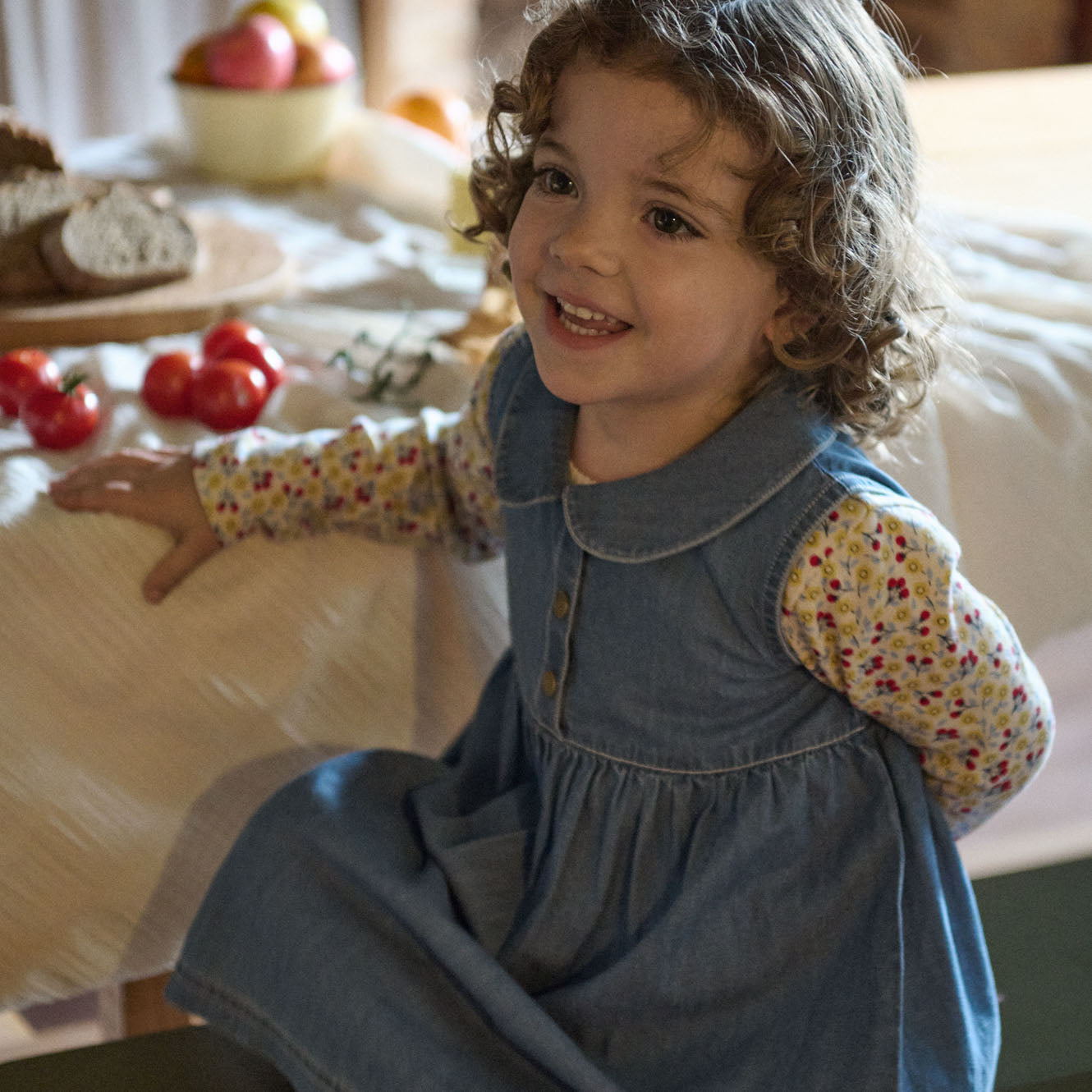 Birdy Dress in Sky, worn