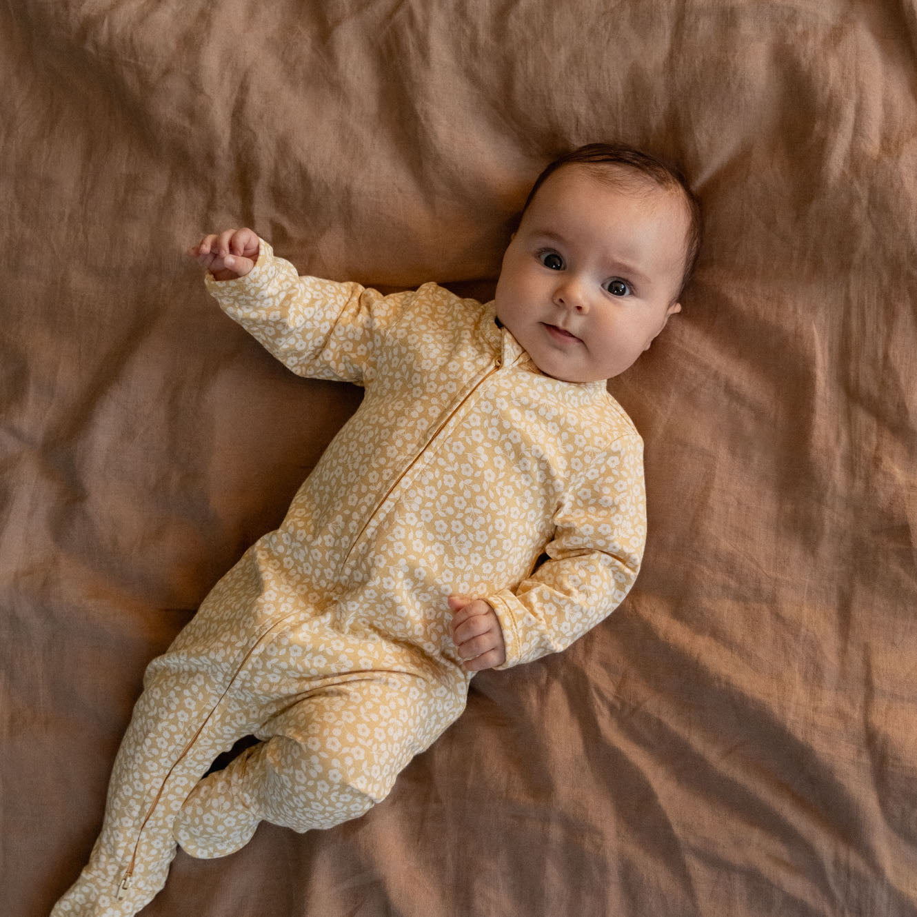 Dreamlands Suit in Kitchen Garden Raffia Print, worn