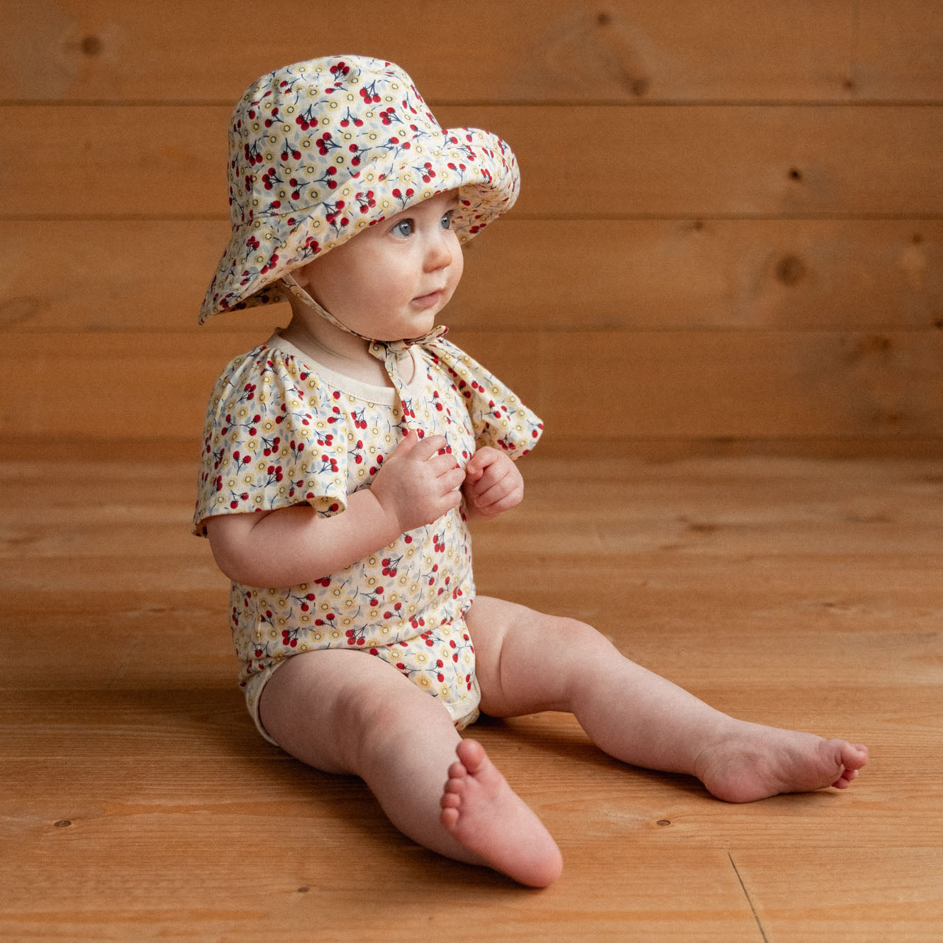 Faye Bodysuit in Kitchen Garden Print, worn