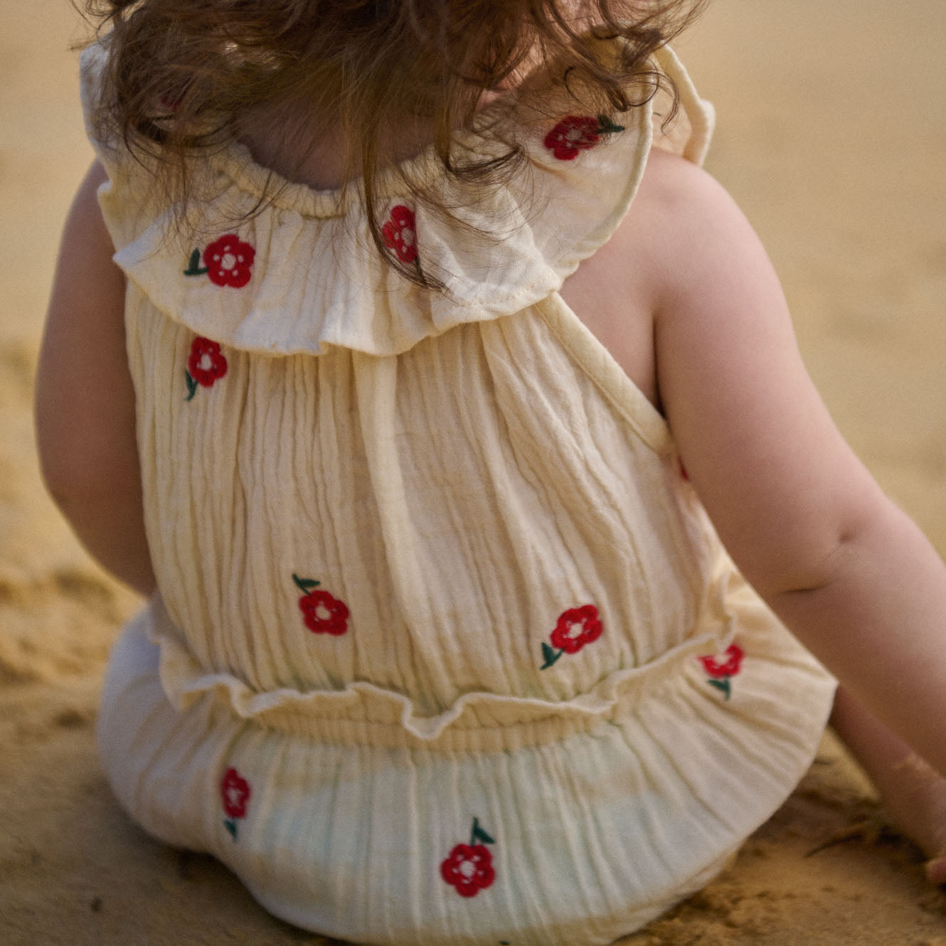 Plum Suit Muslin in Red Flora, worn