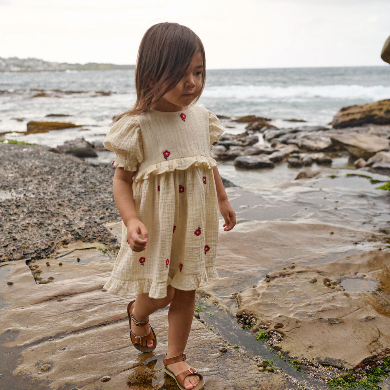 Valentina Dress in Red Flora, worn
