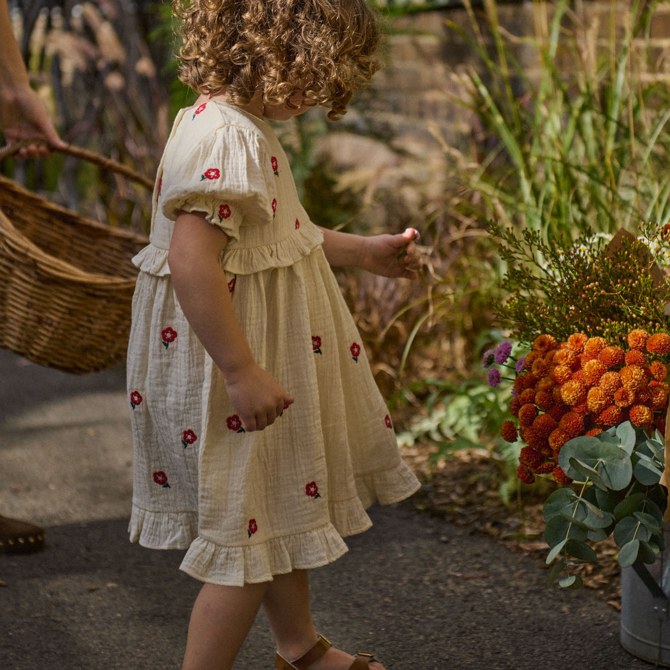 Valentina Dress in Red Flora, worn