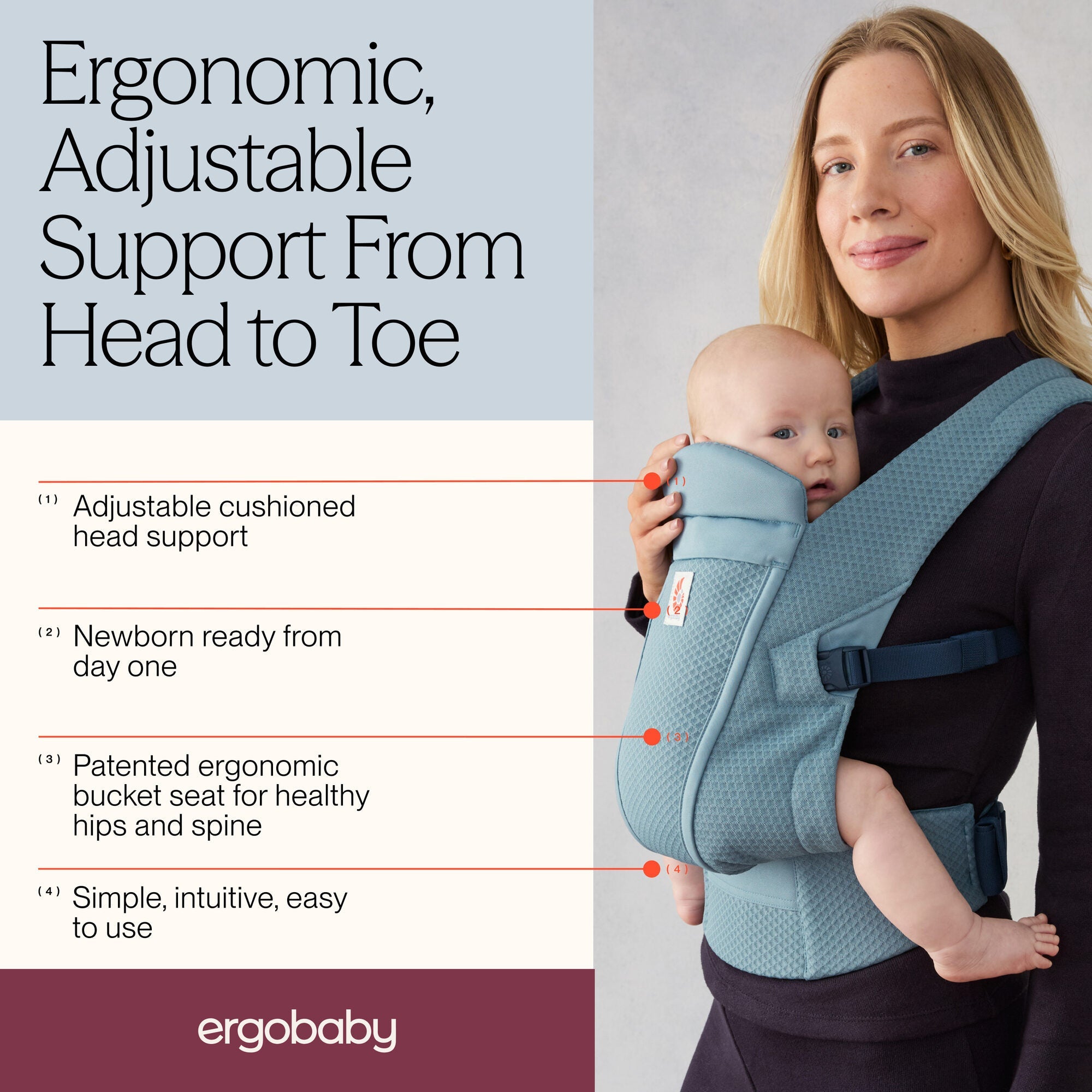 Ergobaby Omni Lite ergonomic adjustable support from head to toe