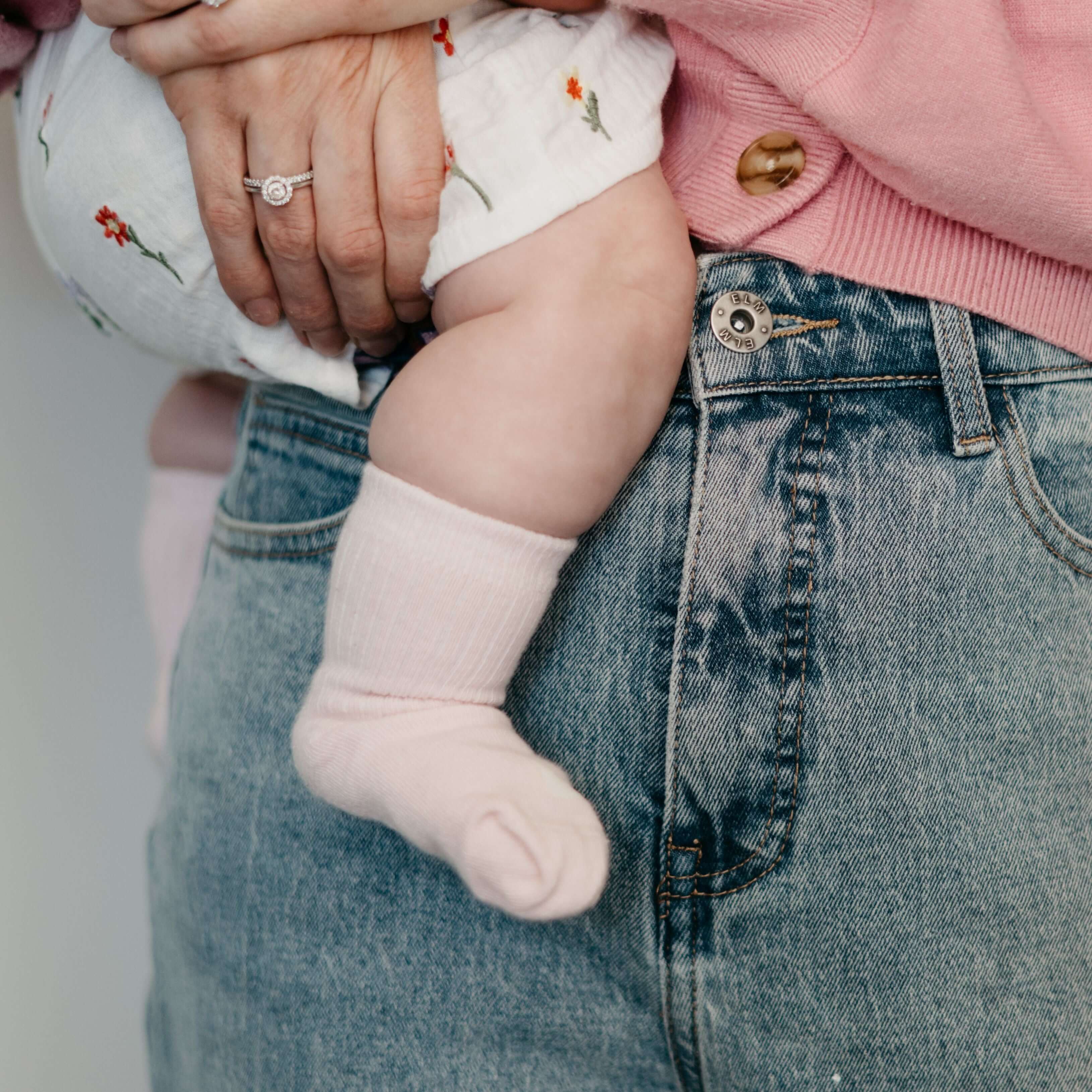 Mosey Organic Cotton Baby Socks Blush lifestyle