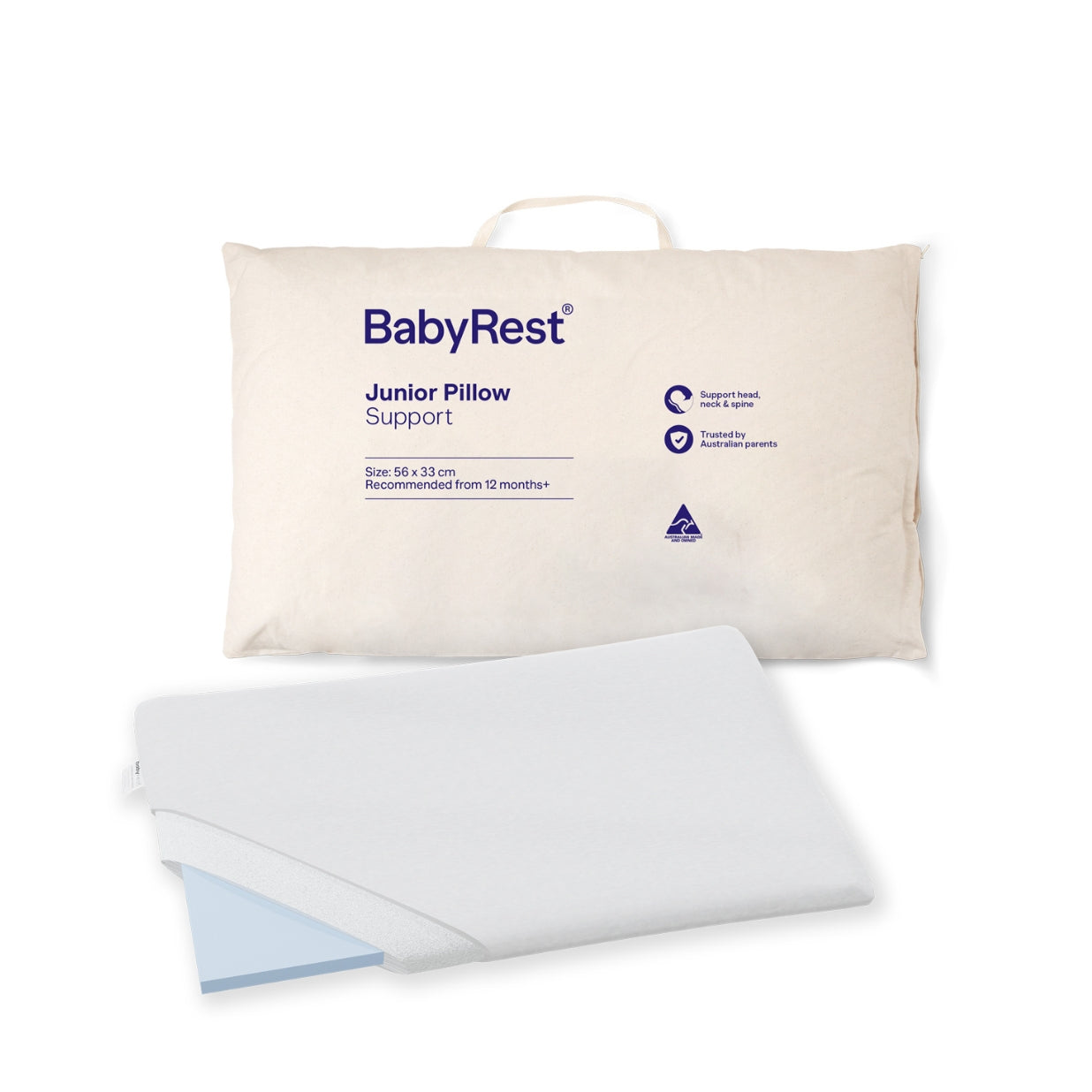 BabyRest Junior Support Pillow ALP2 in original packaging front view
