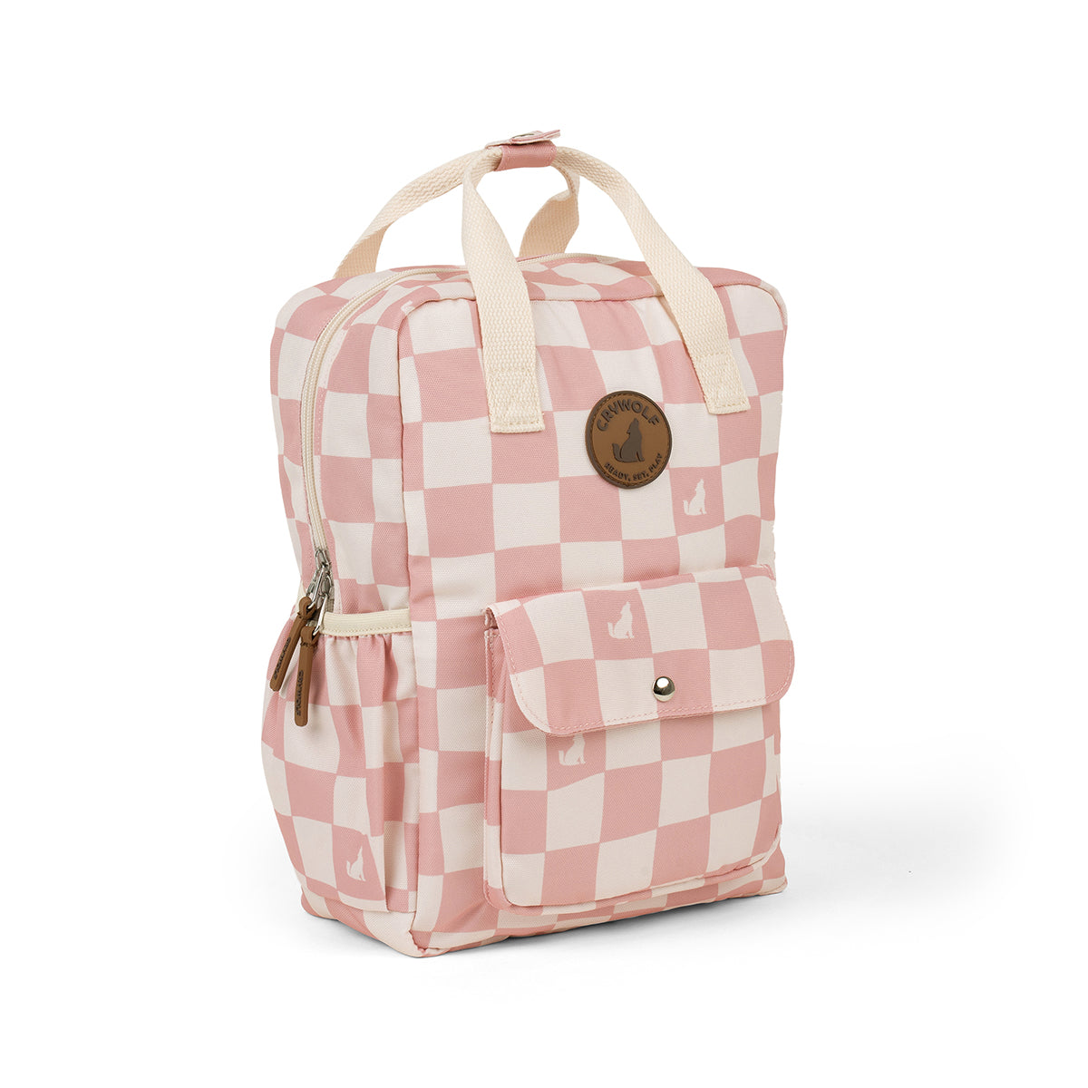 mini backpack pink check