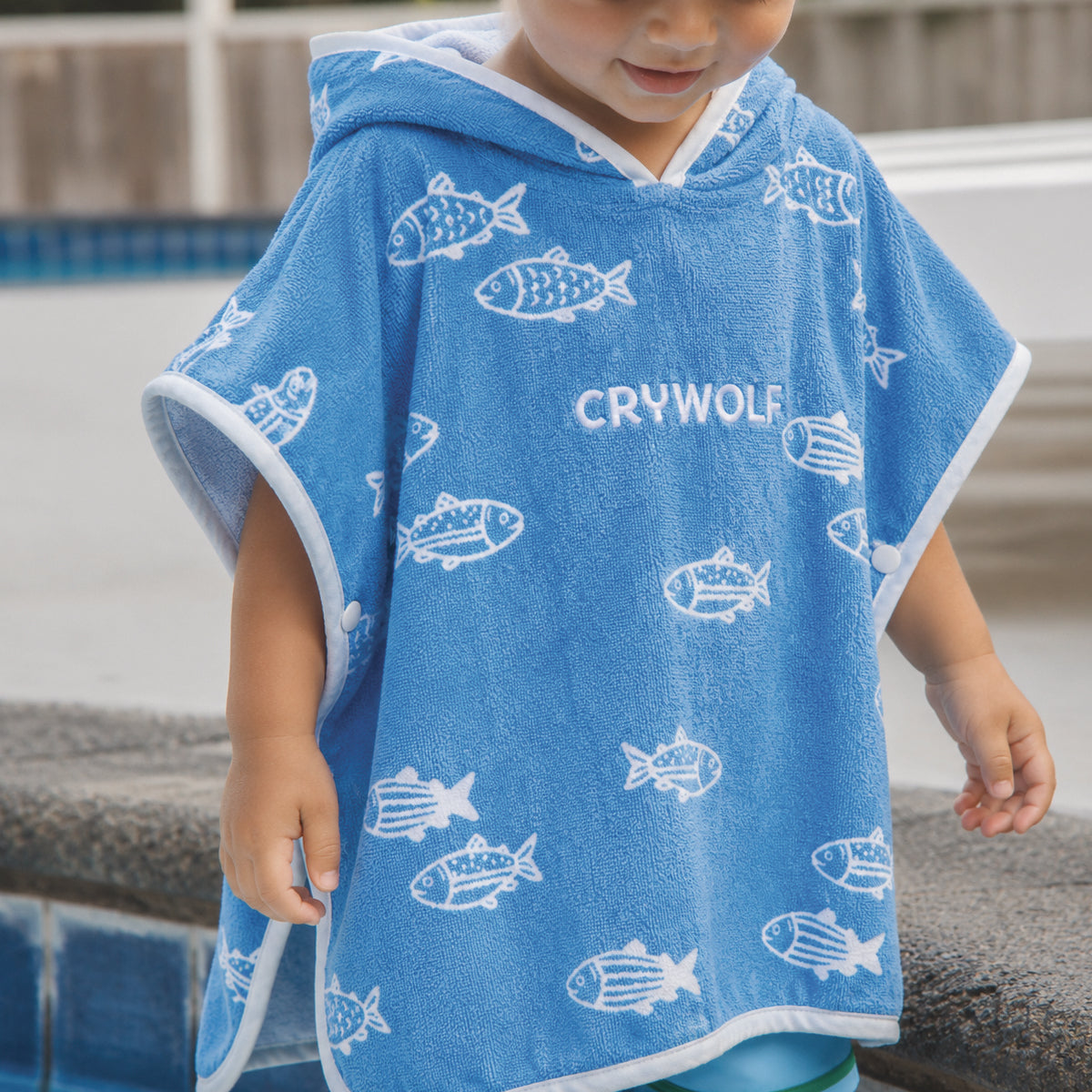 Crywolf Baby Hooded Towel in Fish School - lifestyle