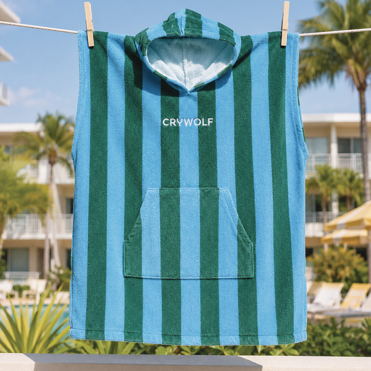 Crywolf Hooded Towel in Deck Stripe - lifestyle 3
