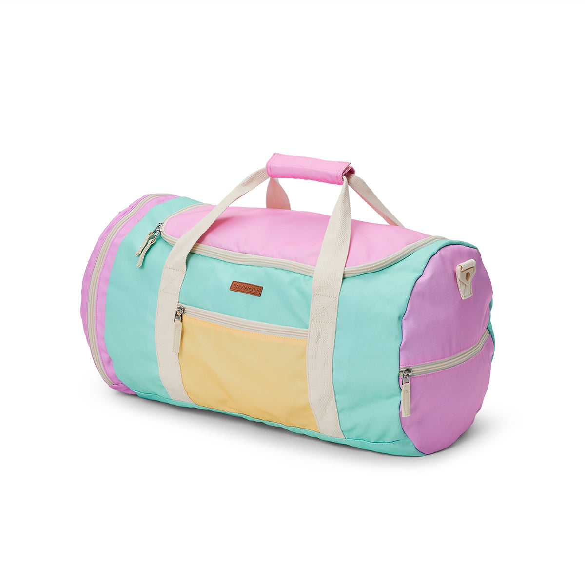 Crywolf Packable Duffel in Poolside Colourblock - side view
