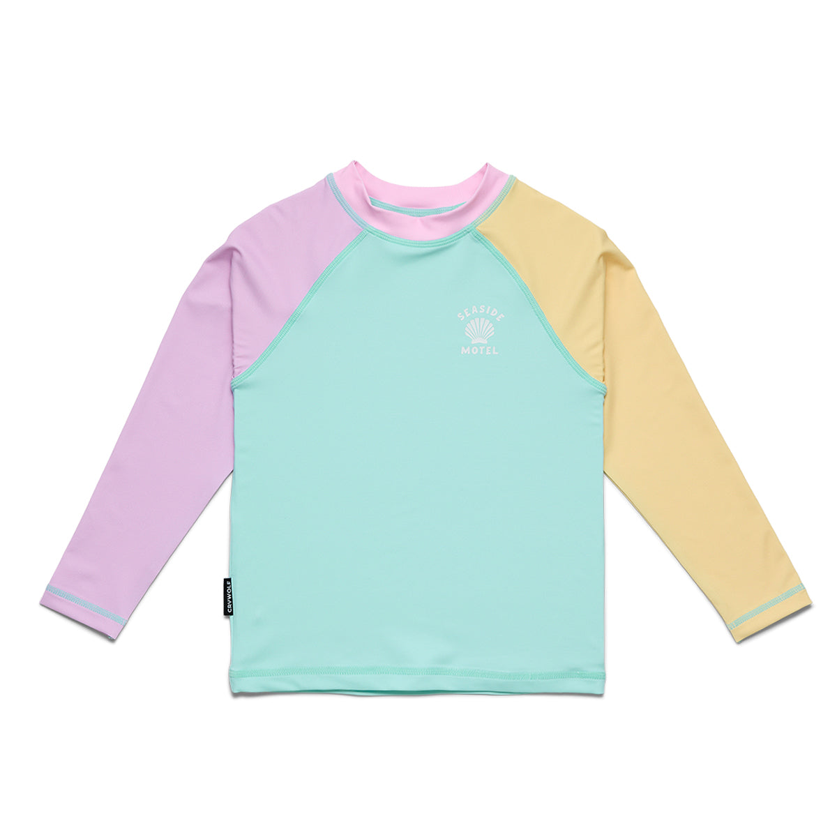 Crywolf Long Sleeve Rash Vest in Poolside Colourblock - front view