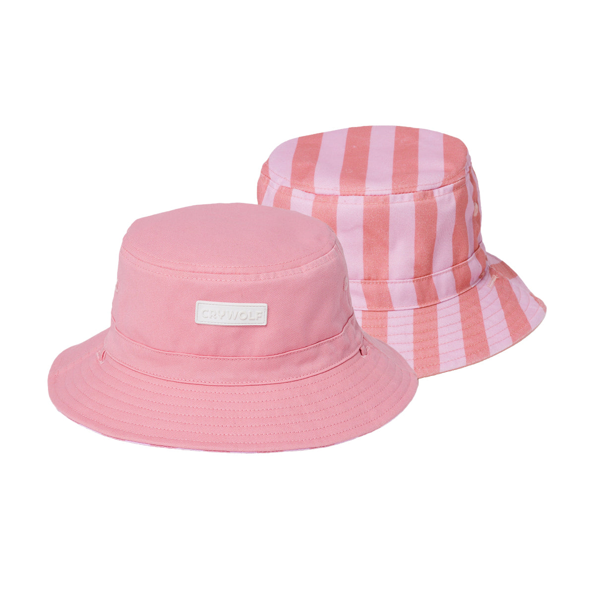 Crywolf Reversible Bucket Hat in Flamingo Stripe - both sides