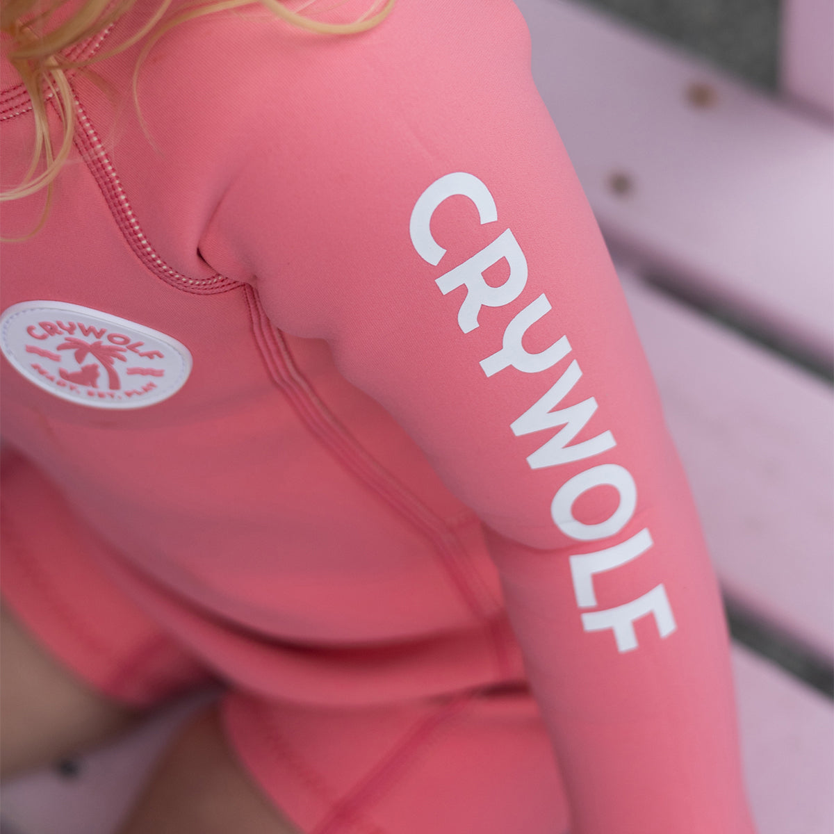Crywolf kids long sleeve wetsuit in Flamingo Pink