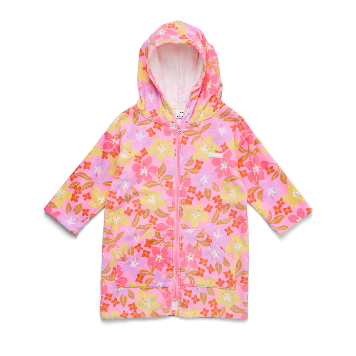 Crywolf Zip-Up Towel in Hibiscus Daze - front view