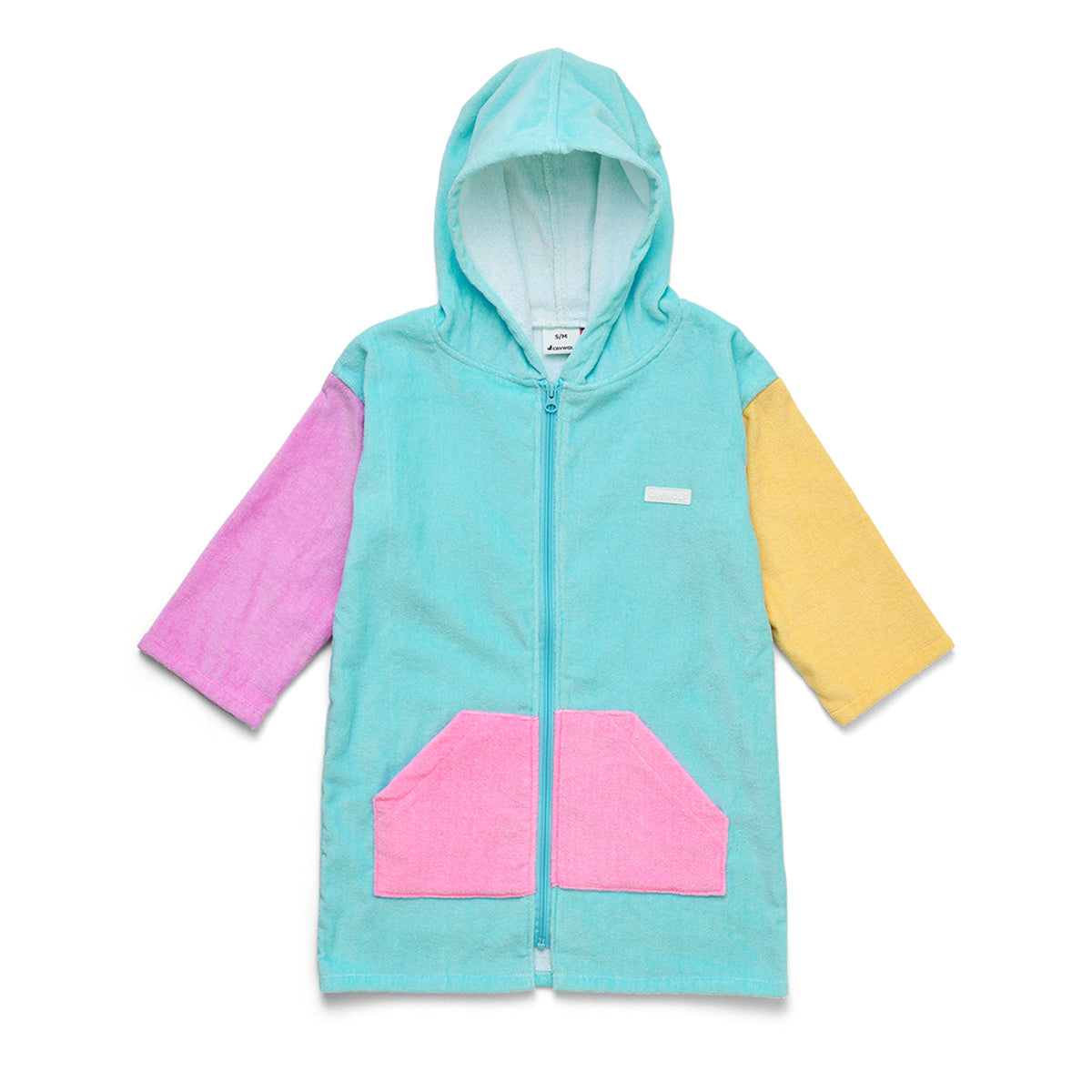 Crywolf Zip-Up Towel in Poolside Colourblock - front view