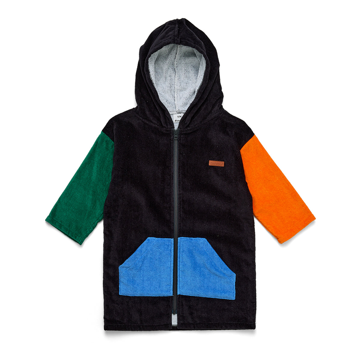 Crywolf Zip-Up Towel in Seaside Colourblock - front view