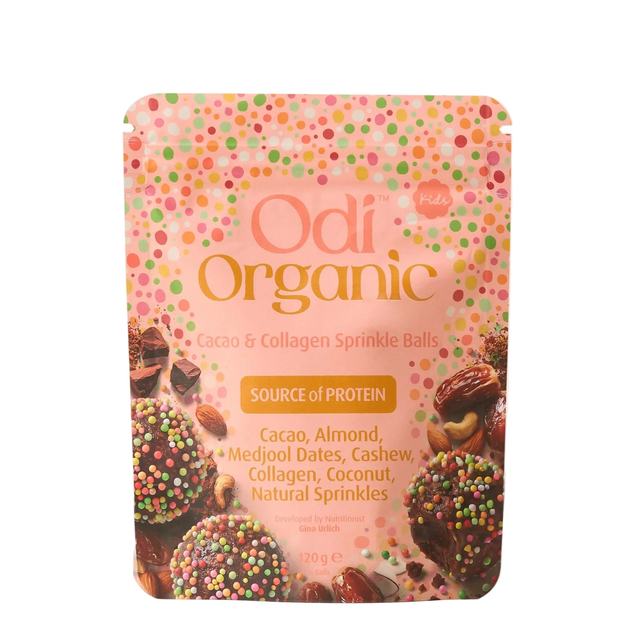 odi nutrition organic cacao and collagen sprinkle balls