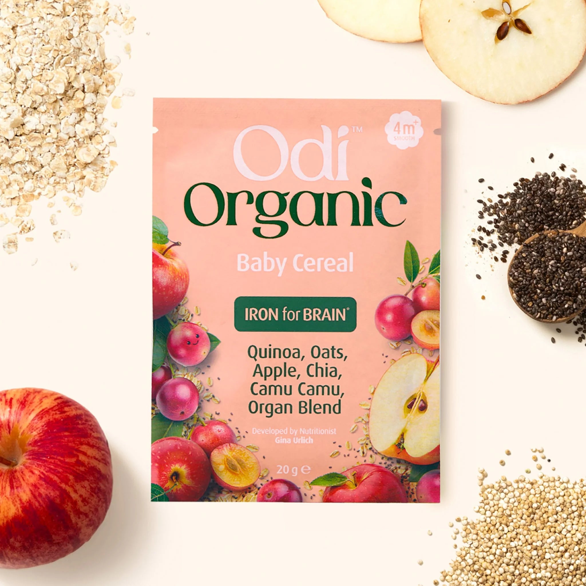 odi nutrition organic baby cereal puree powder sachet