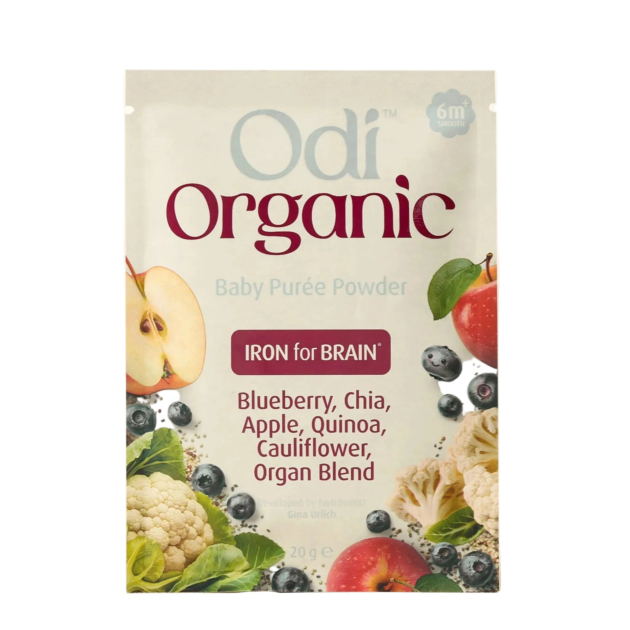 odi nutrition organic blueberry baby puree powder sachet