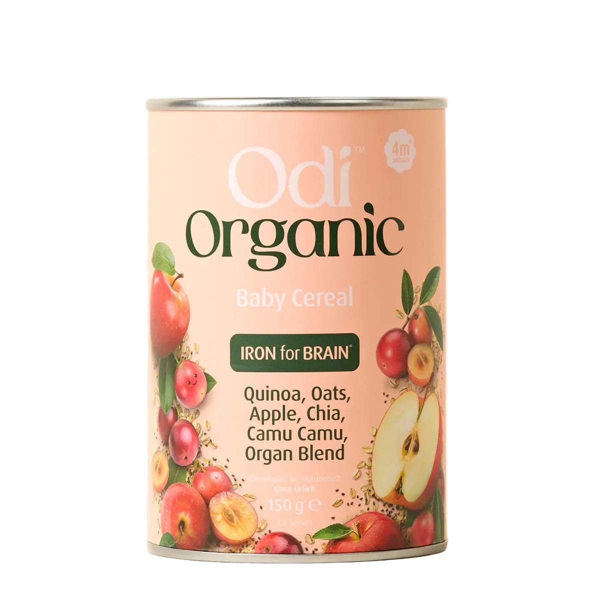 odi nutrition organic baby cereal tin