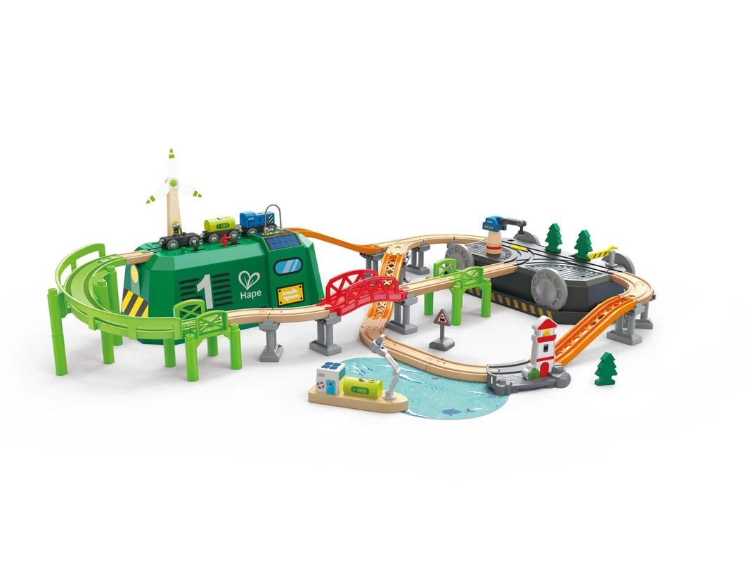 Hape Train Bucket Set setup
