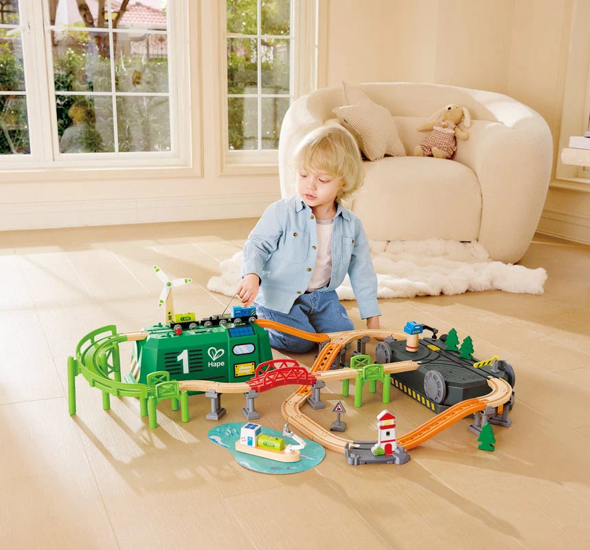 Hape Train Bucket Set setup
