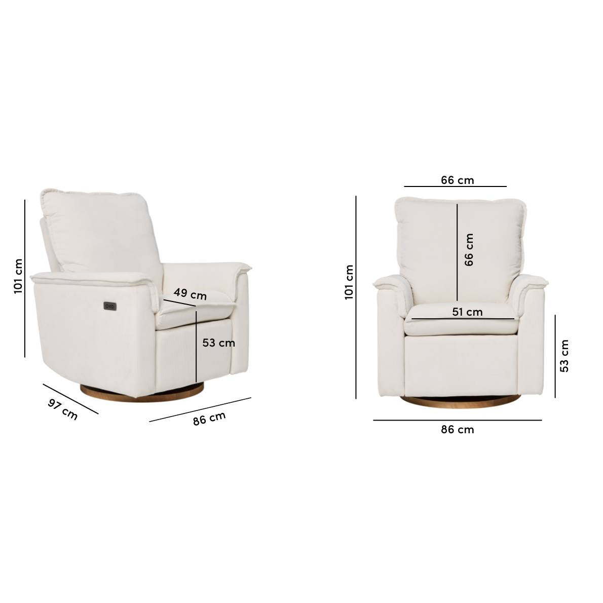 Il Tutto Louie Electric Recliner Chair - Coconut Corduroy