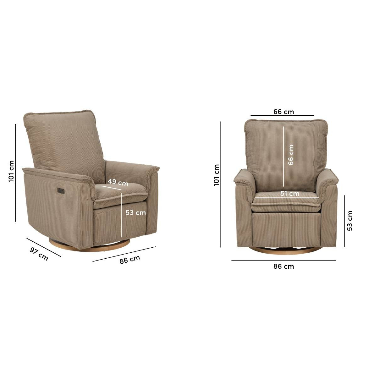 Il Tutto Louie Electric Recliner Chair - Mocha Corduroy