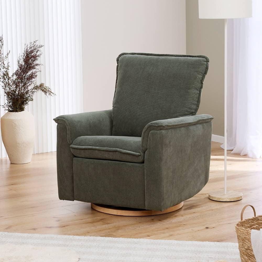 Il Tutto Louie Electric Recliner Chair - Olive Corduroy