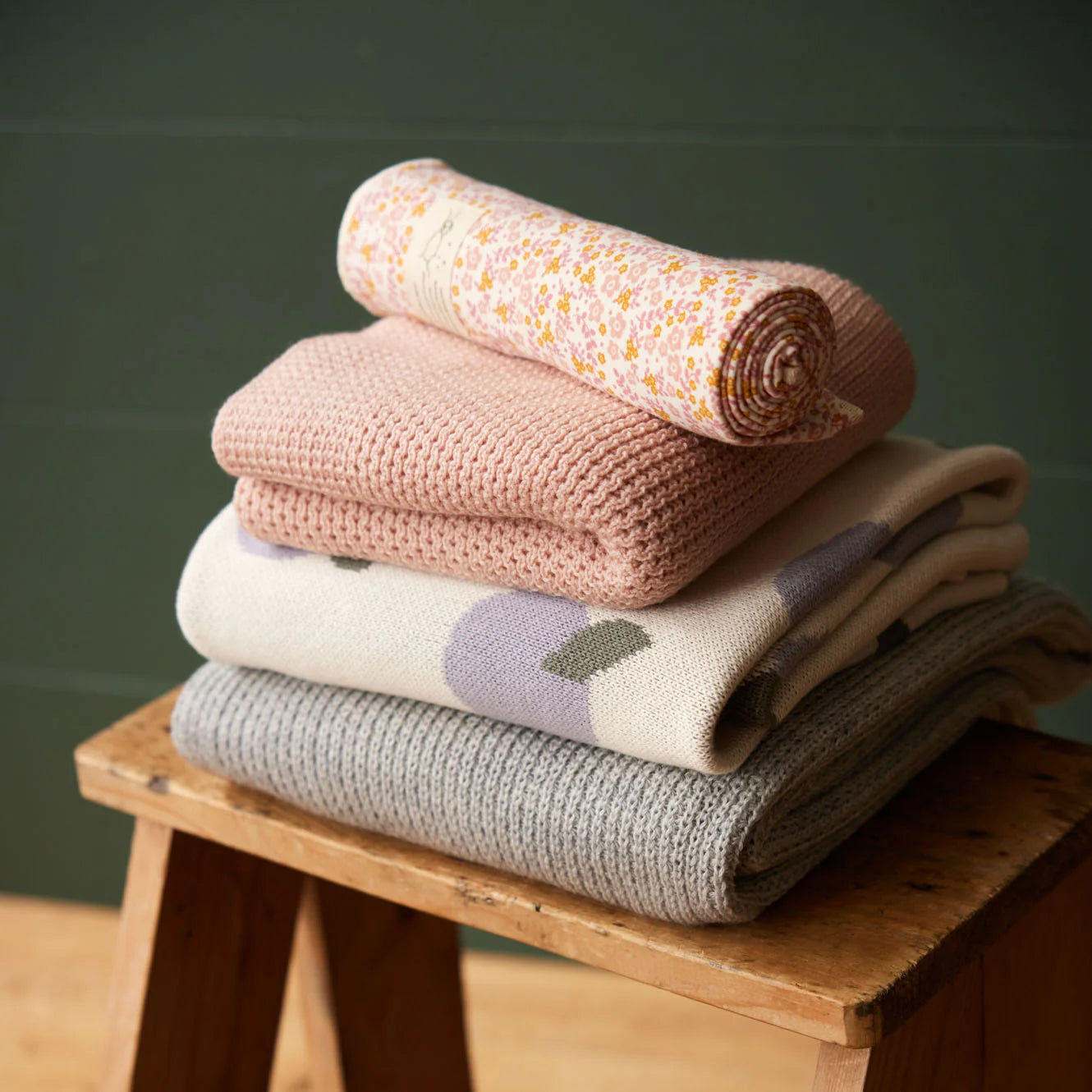 nature baby blanket rose dust merino