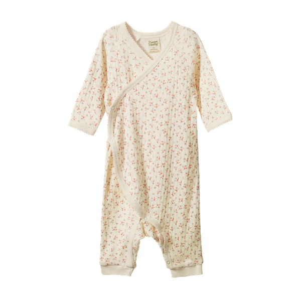Nature Baby Pointelle Kimono Stretch and Grow in Dandelion Print