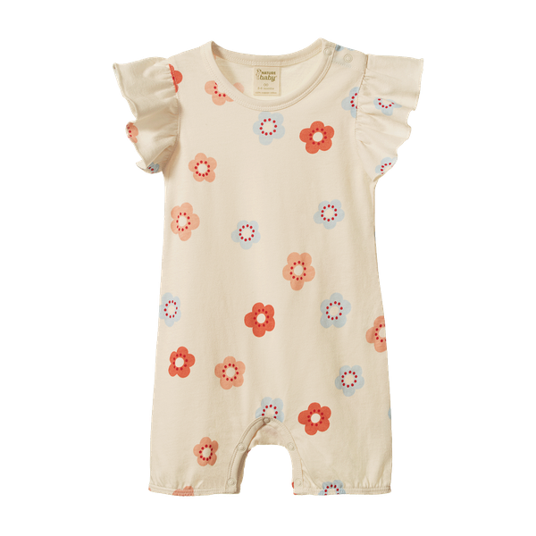 Nature Baby Tilly Suit in Flora Stamp Print organic cotton