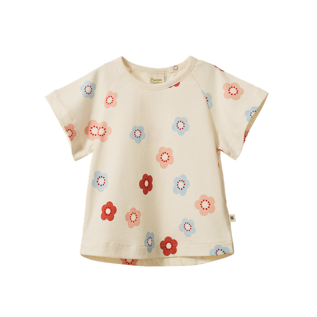 Nature Baby Juniper Tee in Flora Stamp Print organic cotton
