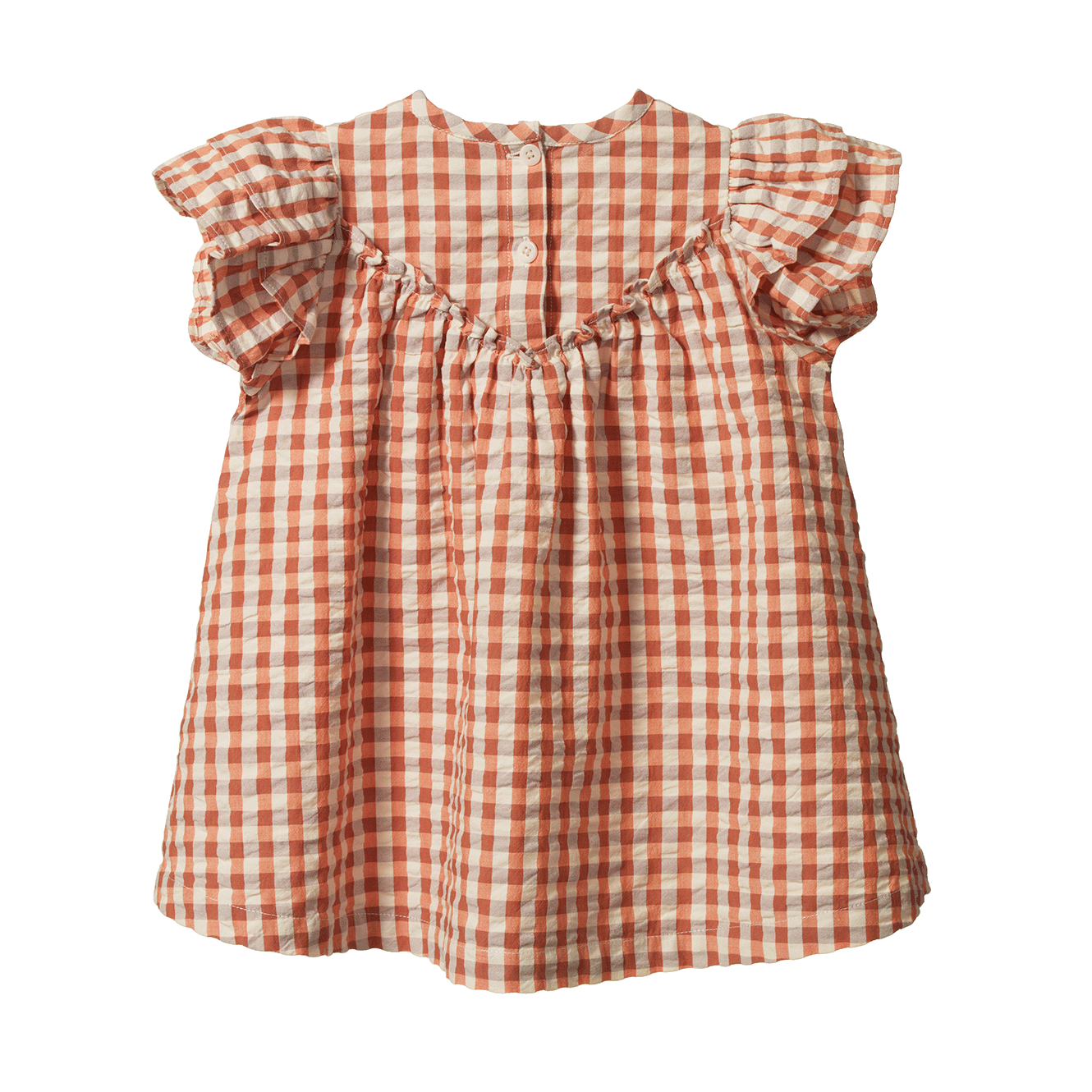 nature baby una dress in dandelion gingham