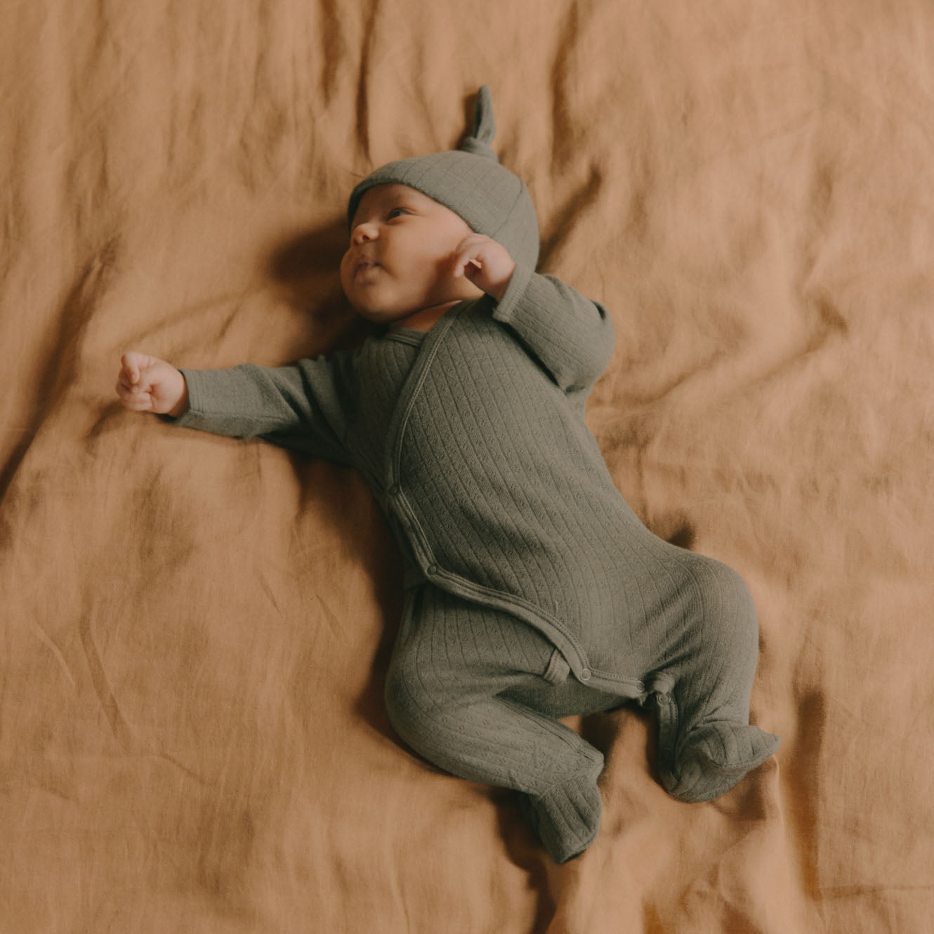 merino pointelle kimono stretch and grow