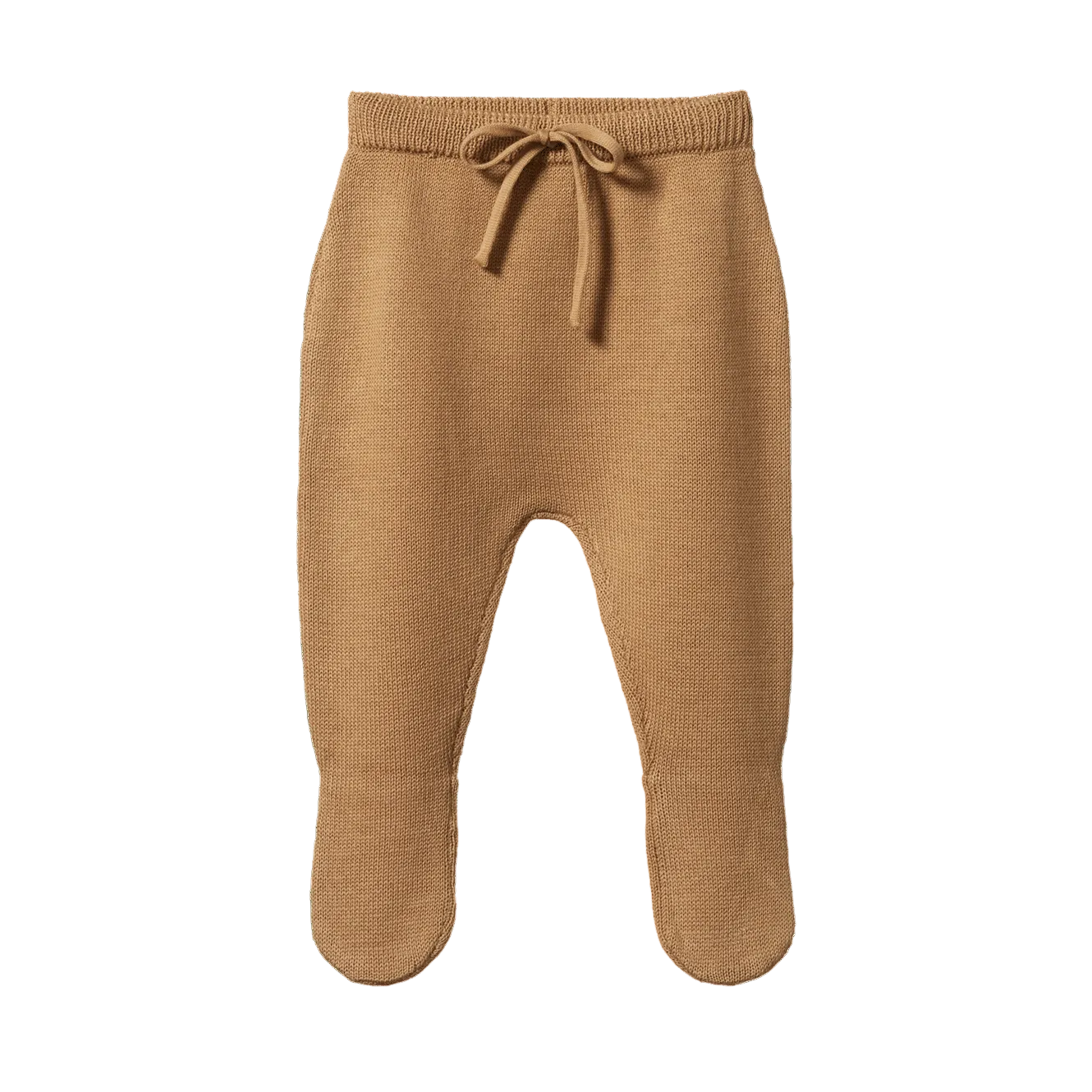 nature baby merino footed rompers caramel
