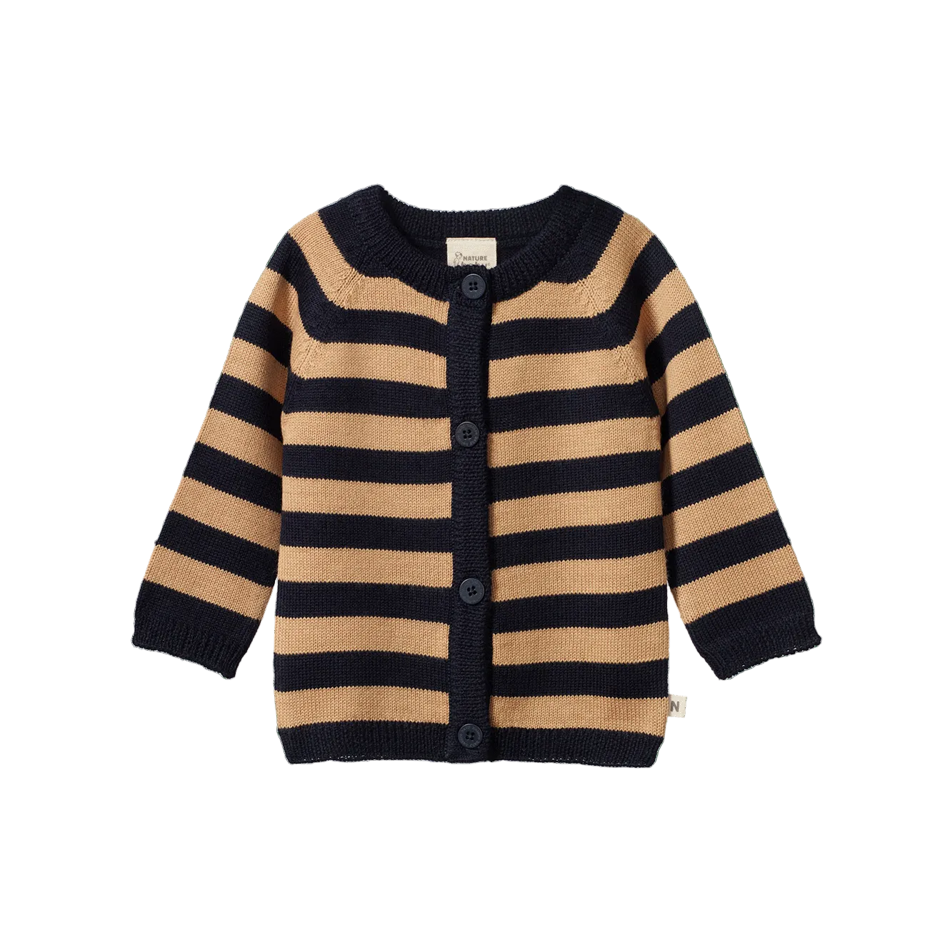 nature baby navy caramel merino cardigan