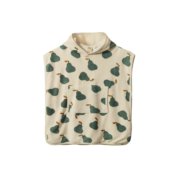 Nature Baby hooded poncho towel in Pear Print