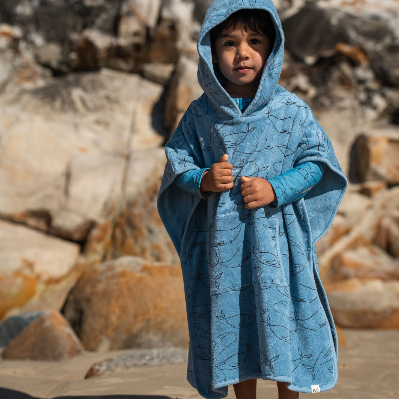 nature baby blue whale poncho