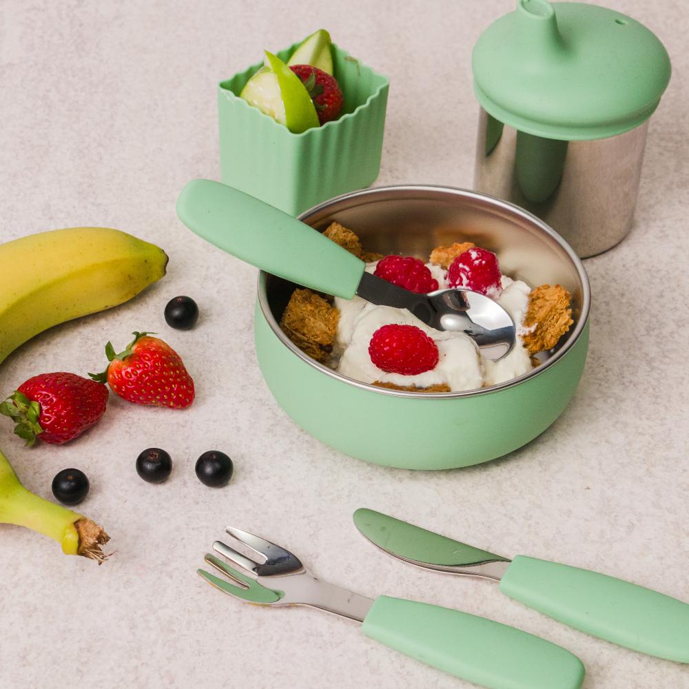 nestling toddler cutlery 3 pack in sage